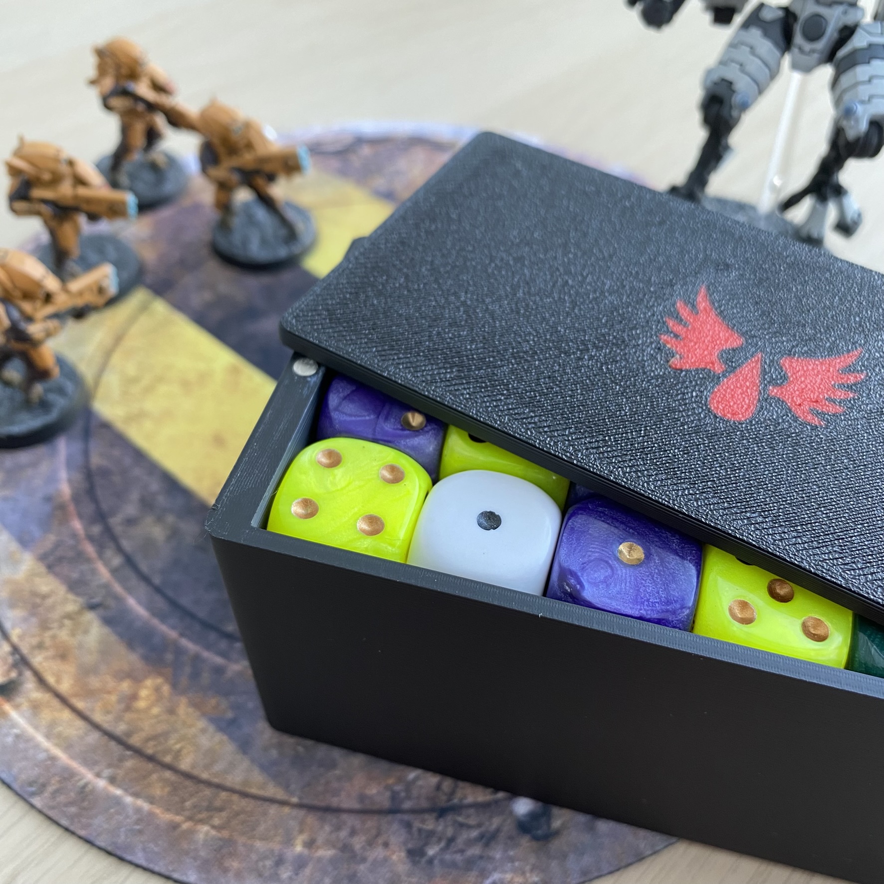 3D-printed dice storage box